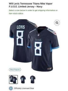 Levis Tennessee Titans Nike Vapor F.U.S.E. Limited Jersey - Navy